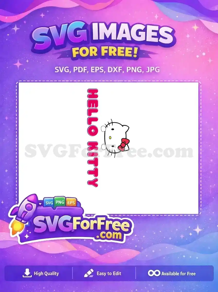 Free Red Bow Hello Kitty Free Cute Face Design Free SVG 3
