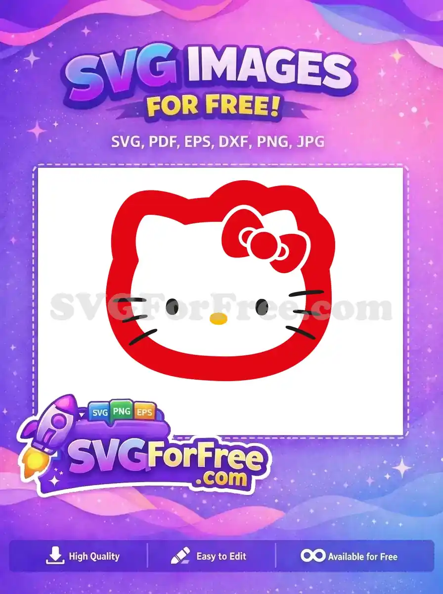 Free Red Bow Hello Kitty Free Simple Face Free SVG