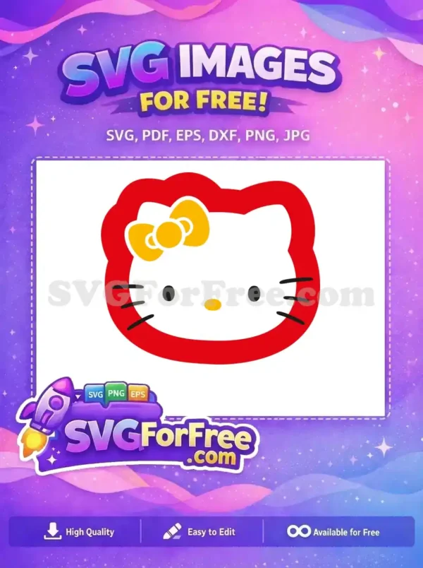 Free Red Outline Free Yellow Bow Hello Kitty Free SVG