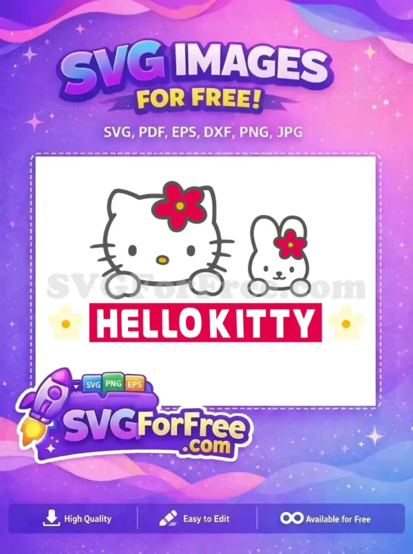 Free Red Flower Free White Bunny Hello Kitty Free SVG