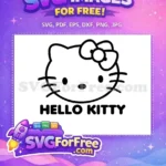 Free Black Hello Kitty Free Bow Simple Hello Kitty Free SVG - Instant Download