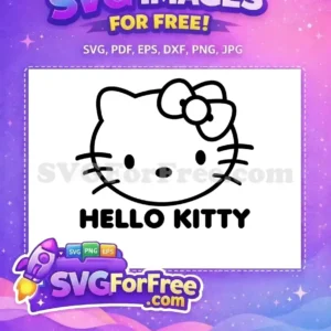 Free Black Hello Kitty Free Bow Simple Hello Kitty Free SVG