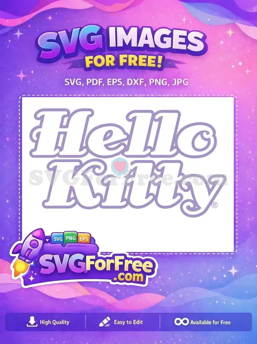Free Lilac Hello Free Heart Detail Hello Kitty Free SVG