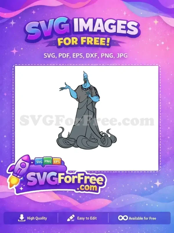 Free Blue Hades Angry Expression Free Flowing Robe Hercules Free SVG