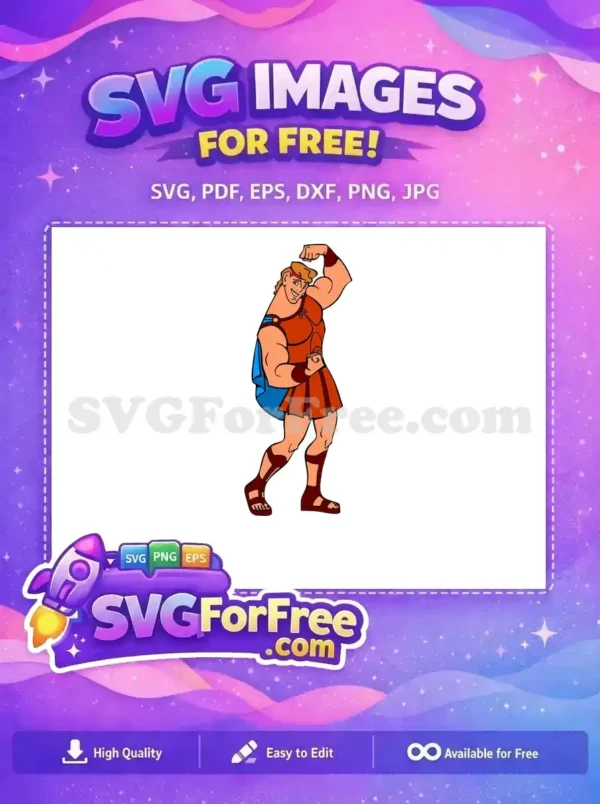 Free Smiling Hercules Muscular Free Blue Cape Hercules Free SVG