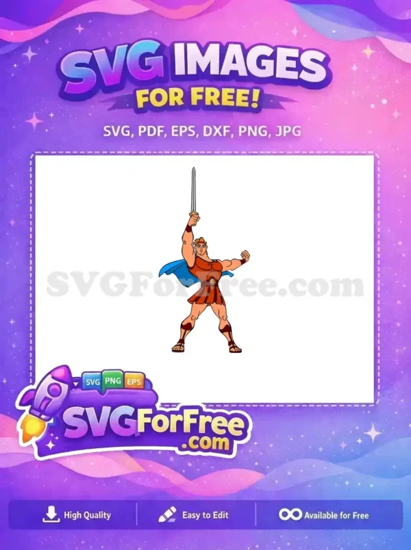 Free Sword Raised Free Muscular Pose Hercules Free SVG