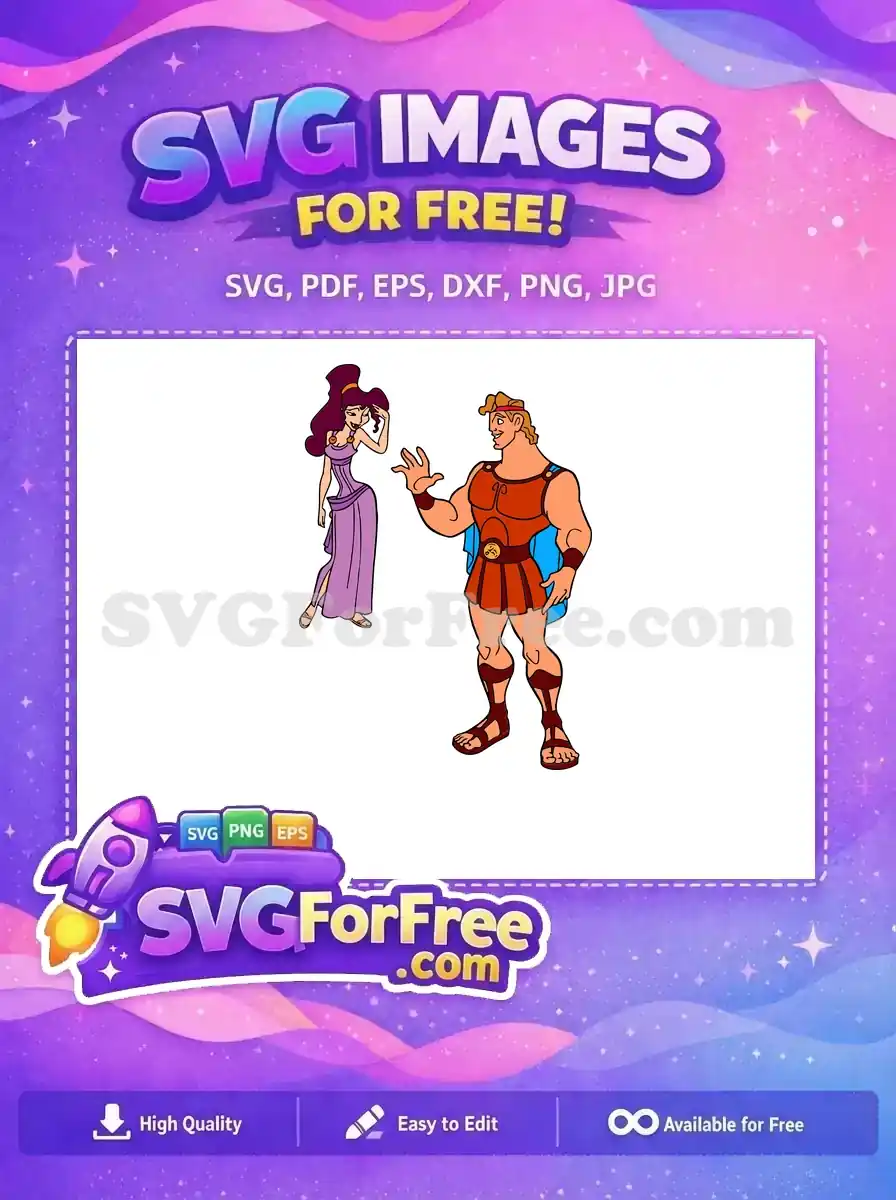 Free Smiling Hercules Free Megara Purple Dress Hercules Free SVG