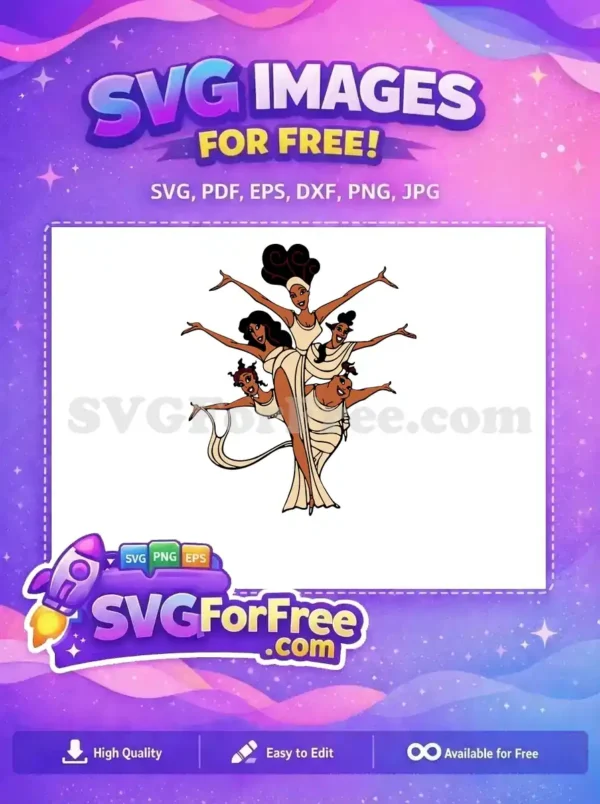 Free Singing Muses in Cream Dresses Free Joyful Gospel Poses Hercules Free SVG