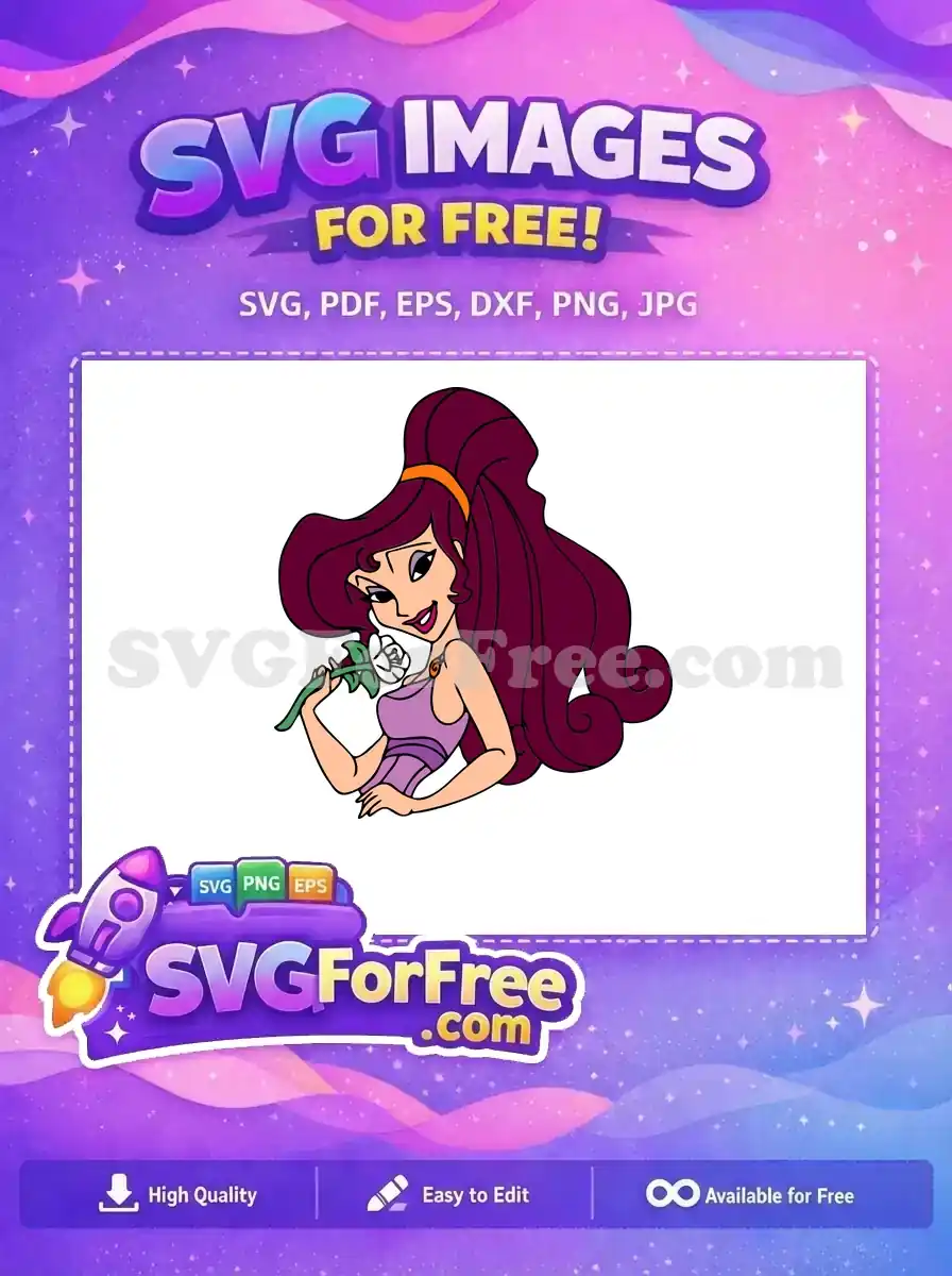 Free Smiling Megara Free Holding Flower Hercules Free SVG
