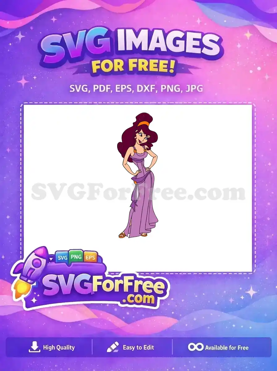 Free Smiling Megara Free Purple Dress Hercules Free SVG 2