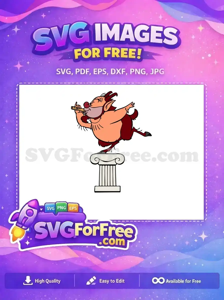 Free Satyr Playing Flute Free on Pedestal Hercules Free SVG