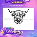 Free Cute Highland Free Cow Head Beautiful Free SVG - Instant Download