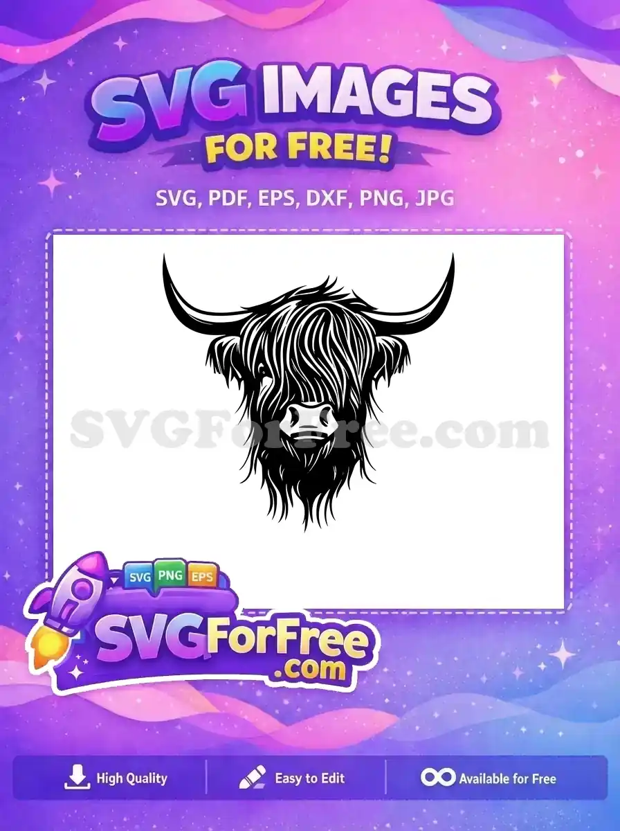 Free Cute Face Free Fluffy Highland Cow Free SVG 1