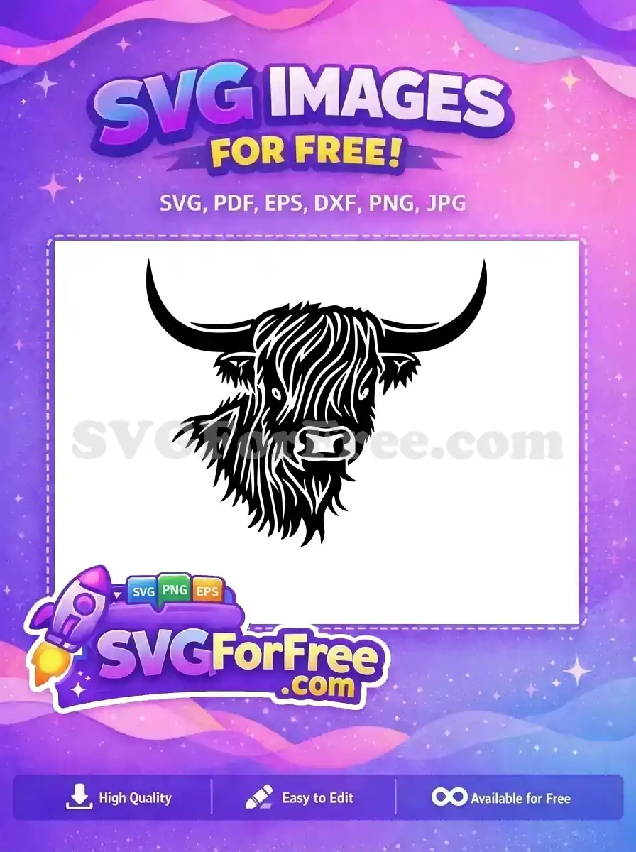 Free Cute Face Free Highland Cow Scotland Free SVG