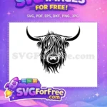 Free Cute Face Free Fluffy Highland Cow Free SVG 3 - Instant Download