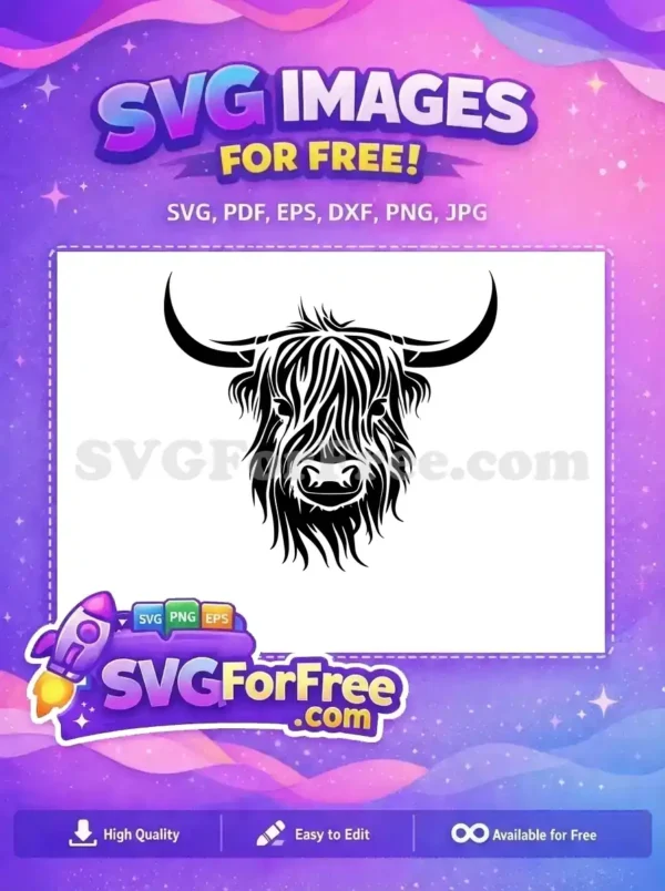 Free Cute Face Free Fluffy Highland Cow Free SVG 3