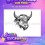 Free Cute Highland Cow Free Fluffy Face Animal Free SVG 1 - Instant Download
