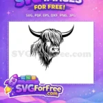 Free Cute Face Free Horns Highland Cow Free SVG - Instant Download