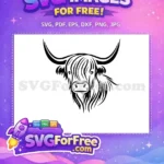 Free Cute Highland Free Cow Face Funny Free SVG - Instant Download