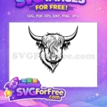 Free Cute Face Free Highland Cow Portrait Free SVG 3 - Instant Download
