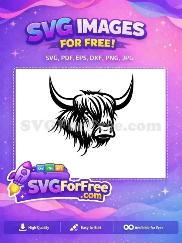 Free Cute Face Free Fluffy Highland Cow Free SVG 6