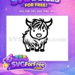 Free Cute Horns Free Fluffy Hair Highland Cow Free SVG - Instant Download