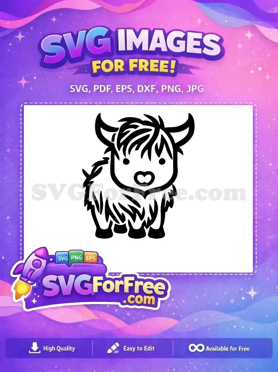 Free Cute Horns Free Fluffy Hair Highland Cow Free SVG