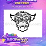 Free Cute Face Free Fluffy Hair Highland Cow Free SVG 6 - Instant Download