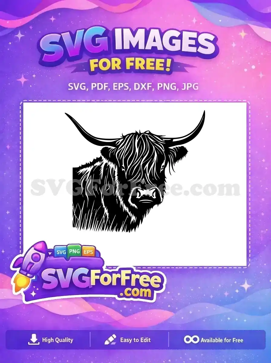Free Cute Highland Cow Free Scottish Farm Free SVG
