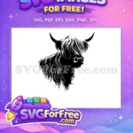 Free Cute Face Free Fluffy Hair Highland Cow Free SVG 7 - Instant Download