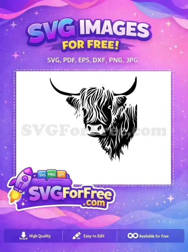 Free Cute Highland Cow Free Fluffy Face Farm Free SVG 2 Free Cute Highland Cow Free Fluffy Face Farm Free SVG 2