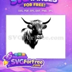 Free Cute Face Free Detailed Fluffy Highland Cow Free SVG - Instant Download