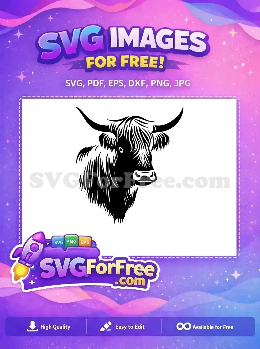 Free Cute Face Free Detailed Fluffy Highland Cow Free SVG