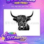 Free Cute Highland Cow Free Fluffy Haired Animal Free SVG - Instant Download