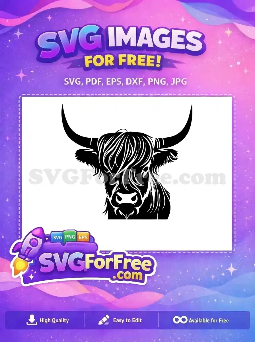 Free Cute Highland Cow Free Fluffy Haired Animal Free SVG
