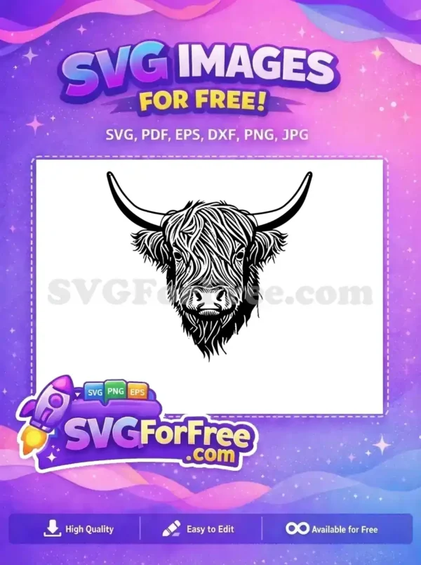 Free Cute Highland Cow Free Fluffy Face Cartoon Free SVG Free Cute Highland Cow Free Fluffy Face Cartoon Free SVG