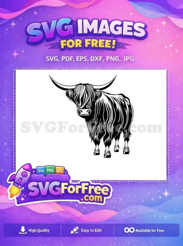 Free Cute Face Free Fluffy Haired Highland Cow Free SVG 2