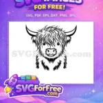 Free Cute Cow Face Free Fluffy Hair Highland Free SVG - Instant Download