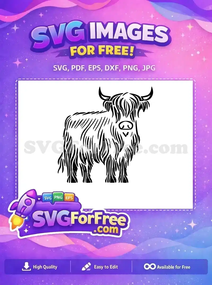 Free Cute Face Free Fluffy Hair Highland Cow Free SVG 12