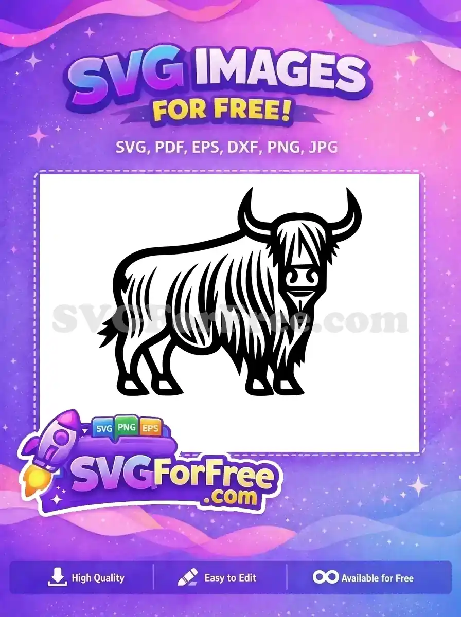 Free Cute Face Free Long Hair Highland Cow Free SVG 5