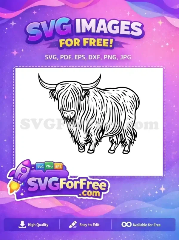 Free Cute Face Free Fluffy Hair Highland Cow Free SVG 13