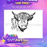 Free Cute Face Free Happy Highland Cow Free SVG - Instant Download