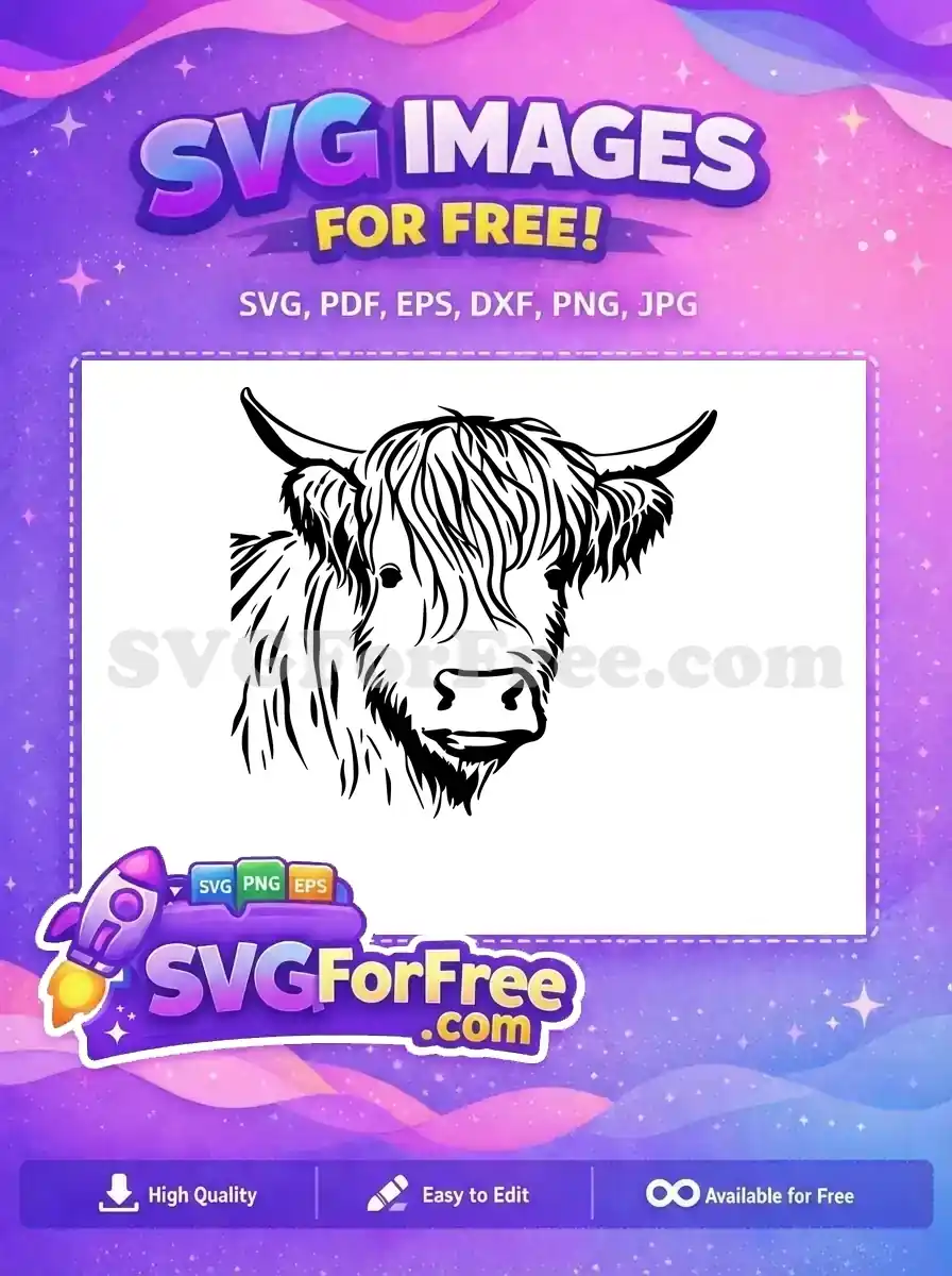 Free Cute Face Free Happy Highland Cow Free SVG