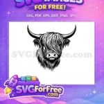 Free Cute Cow Face Free Highland Cow Portrait Free SVG - Instant Download
