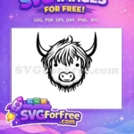 Free Fluffy Haired Free Smiling Highland Cow Free SVG - Instant Download