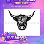 Free Cute Highland Cow Free Fluffy Face Portrait Free SVG 1 - Instant Download