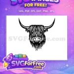 Free Cute Face Free Highland Cow Happy Free SVG - Instant Download