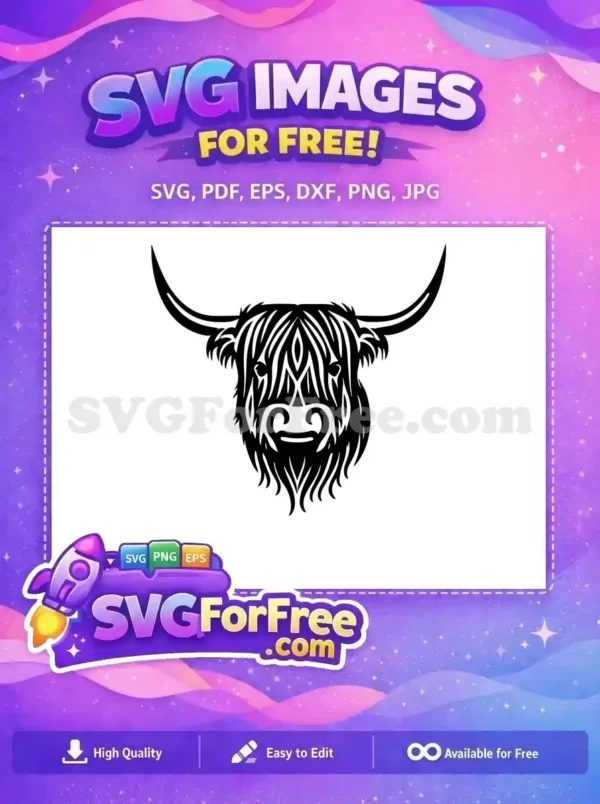 Free Cute Face Free Highland Cow Happy Free SVG