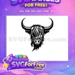 Free Cute Highland Free Long Haired Cow Portrait Free SVG - Instant Download