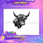 Free Cute Faced Free Scottish Highland Cow Portrait Free SVG - Instant Download
